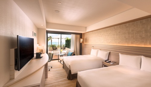 Chambre Deluxe avec lits jumeaux, terrasse, vue océan