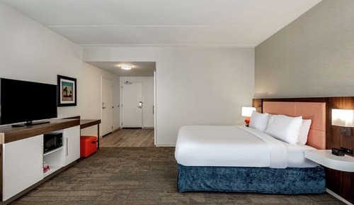 Chambre, 1 très grand lit, réfrigérateur