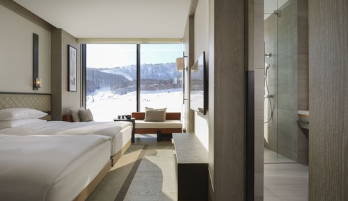 Chambre, 2 lits une place, vue montagne
