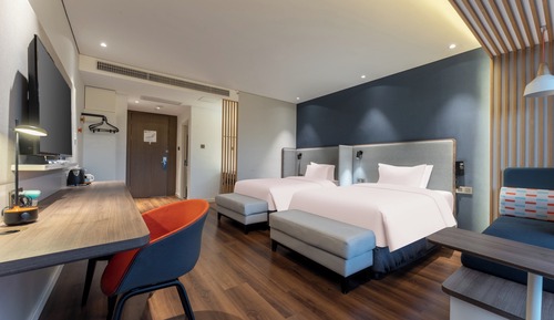 Chambre Standard, 2 lits une place, vue fleuve
