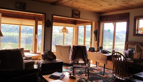 Chambre Double ou avec lits jumeaux, salle de bains commune, vue montagne