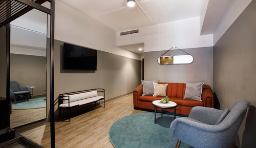 Chambre Deluxe, 1 très grand lit et 1 canapé-lit (Mobility/Hearing Access, Roll-in Shwr)