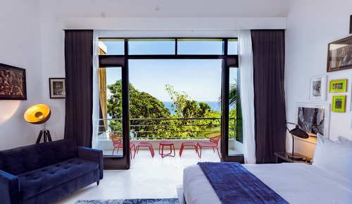 Chambre Supérieure, 1 très grand lit, vue océan