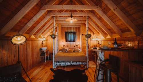 Cabane Supérieure, salle de bains privée, vue montagne (Couple avec spa)