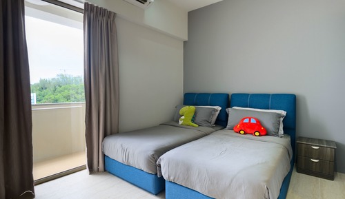 Appartement Familial, 2 chambres, vue partielle sur la mer, en front de plage