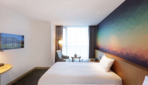 Chambre Supérieure, 2 lits une place, vue partielle sur l'océan