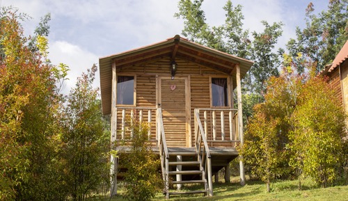 Cabane, 1 lit double, salle de bains privée, vue lac