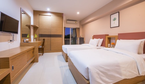 Chambre Standard avec lits jumeaux, 2 lits une place, non-fumeurs, vue jardin