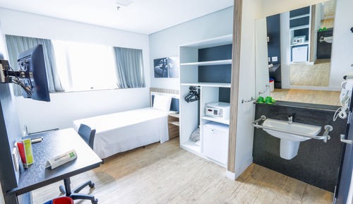 Appartement, 2 lits une place, accessible aux personnes à mobilité réduite (adapted w/ widow bed)