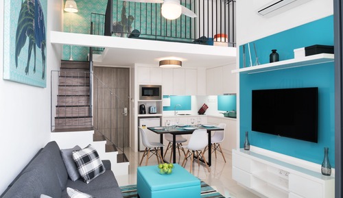 Loft, 2 chambres, vue jardin