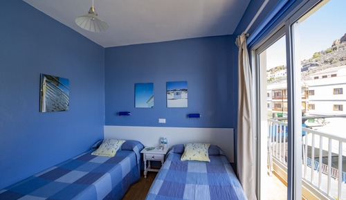 Chambre avec lits jumeaux, vue baie