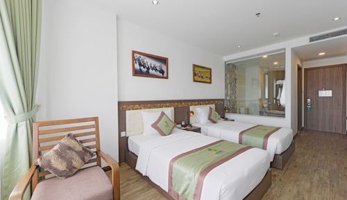 Chambre Deluxe avec lits jumeaux, 2 lits une place, vue fleuve