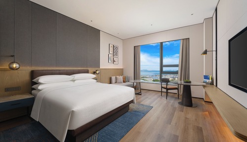 Chambre, 1 très grand lit, vue mer