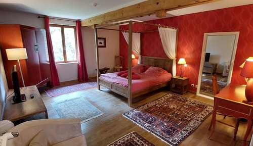 Chambre Double Romantique, salle de bains attenante, vue parc (La Romantique)