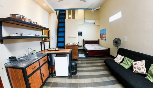 Appartement Confort, 1 grand lit et 1 canapé-lit, coin cuisine, vue ville