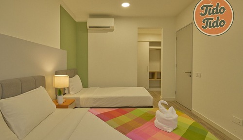 Appartement Familial, 2 chambres, balcon, vue piscine
