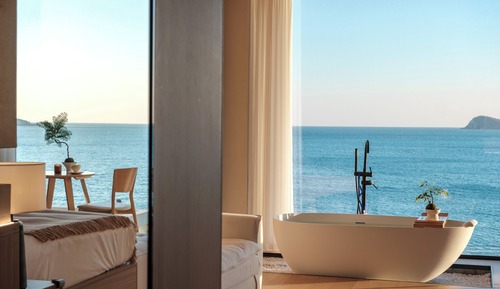 Chambre Double Panoramique, salle de bains privée, vue mer
