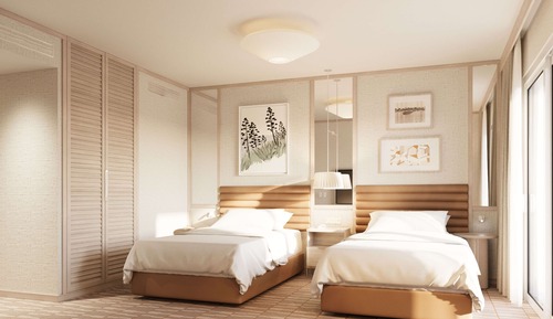 Chambre, 2 lits une place (Private Garden Room)