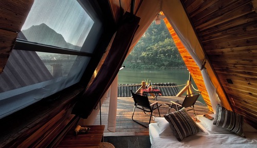 Chambre Double Confort, balcon, vue fleuve
