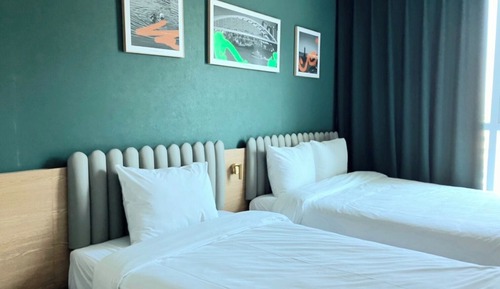 Chambre avec lits jumeaux, plusieurs lits, non-fumeurs, vue montagne