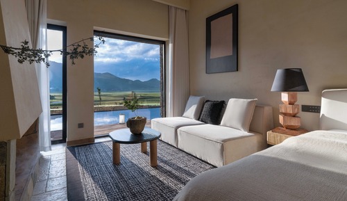 Chambre Confort avec lits jumeaux, patio, vue montagne