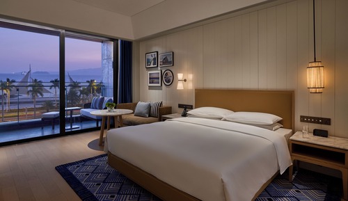 Chambre Premium, 1 très grand lit, balcon, vue mer