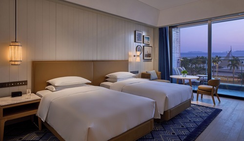 Chambre Premium, 2 lits une place, balcon, vue mer