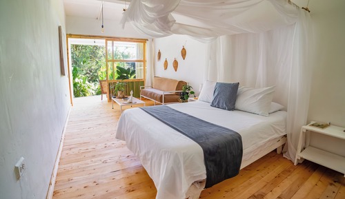 Chambre Double, balcon, vue jardin