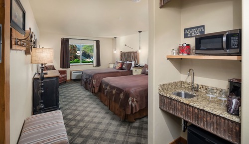 Chambre, 2 grands lits, accessible aux personnes à mobilité réduite (Roll-In Shower)