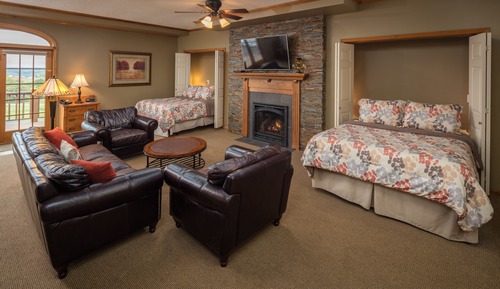 Suite, 2 grands lits, vue lac