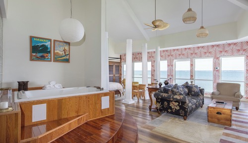 Penthouse Luxe, 1 très grand lit, cheminée, vue baie (Jacuzzi Hang5)