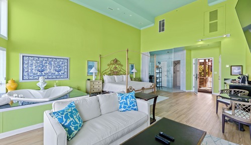 Suite Luxe, 1 très grand lit, cheminée, vue baie (Jacuzzi Riviera)