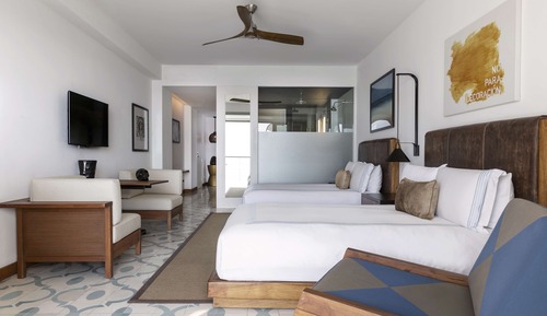 Chambre Deluxe, 2 grands lits, vue partielle sur l'océan