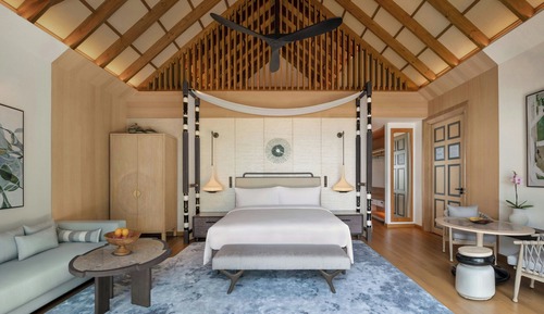 Villa, 1 très grand lit et 1 canapé-lit, vue océan, sur l'eau