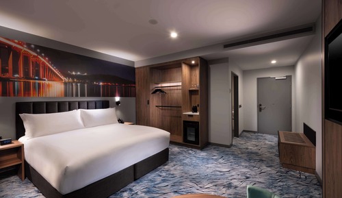 Chambre, 1 très grand lit, accessible aux personnes à mobilité réduite, vue montagne
