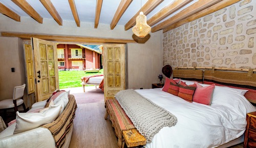 Maison, balcon, vue vallée