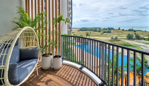 Chambre Double Deluxe, 1 très grand lit, balcon, vue mer