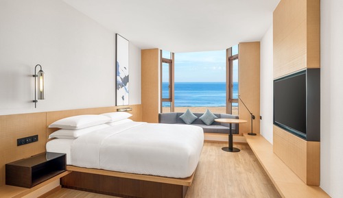 Chambre, 1 très grand lit, vue océan