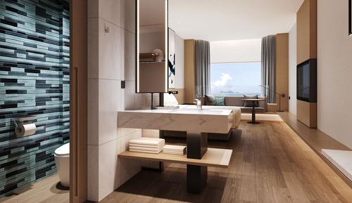 Chambre, 2 lits doubles, vue océan