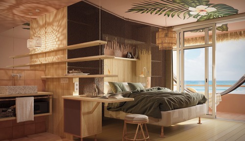 Penthouse, balcon, vue mer