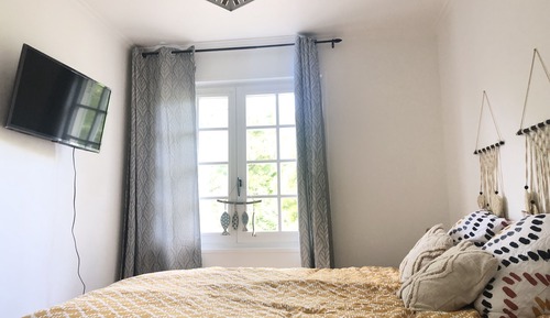 Chambre Double Deluxe, salle de bains commune, vue jardin (Chambre Boho)