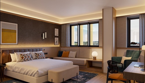 Chambre Supérieure, 1 très grand lit et 1 canapé-lit, vue ville