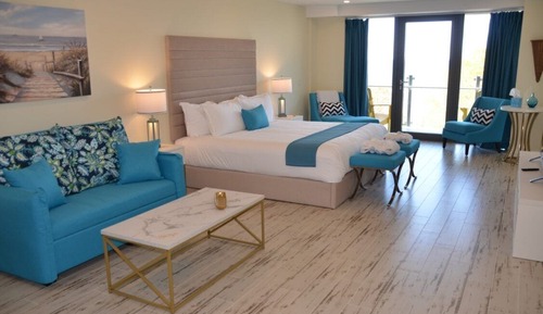 Suite Studio, 1 très grand lit et 1 canapé-lit, vue plage