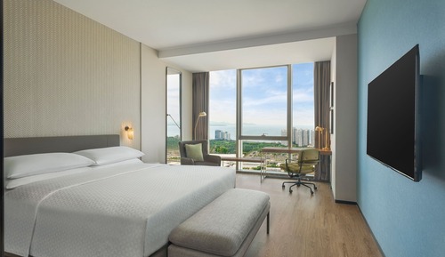Chambre, 1 très grand lit, vue mer