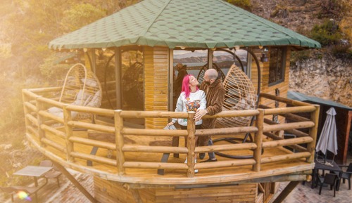 Cabane Deluxe, balcon, vue lac