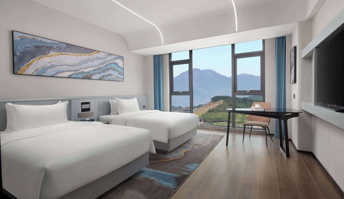 Chambre, 2 lits une place, non-fumeurs, vue montagne