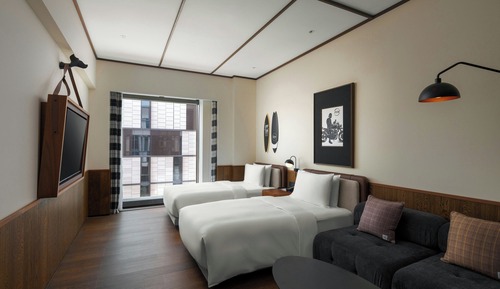 Chambre, 2 lits une place, vue ville