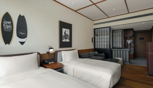 Chambre, 2 lits une place, vue ville