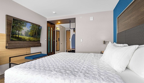 Chambre, 1 très grand lit, accessible aux personnes à mobilité réduite (Hearing)