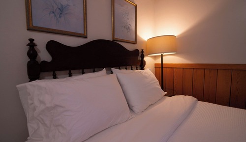 Chambre Standard, 1 grand lit, réfrigérateur et four à micro-ondes